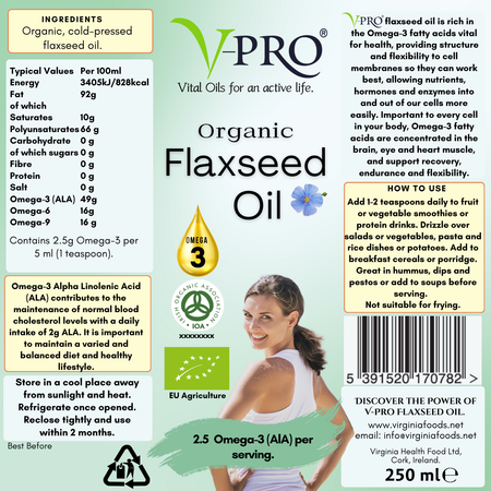 V-Pro ORGANIC Flaxseed (Linseed) Oil - 12 Pack Case ENL0190