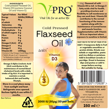V-Pro Flaxseed ( Linseed) Oil w VIT D  - 12 Pack  -  NNL0191